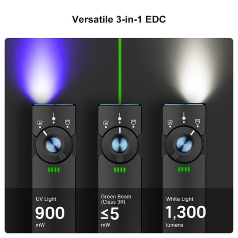 OLIGHT ARKFELDPRO3RBKCWV3 Arkfeld Pro Flat EDC Flashlight with LED Light UV and Laser