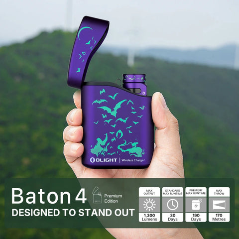 OLIGHT BATON4KITNS Baton 4 Powerful EDC Flashlight 1300 Lumens - Nocturnal Sentinel - Premium (With Charging Case)