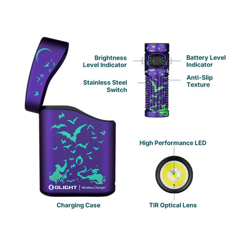 OLIGHT BATON4KITNS Baton 4 Powerful EDC Flashlight 1300 Lumens - Nocturnal Sentinel - Premium (With Charging Case)