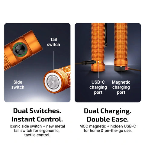 OLIGHT Baton 4 Pro Dual Switch High Lumen Compact EDC Flashlight - Orange CW