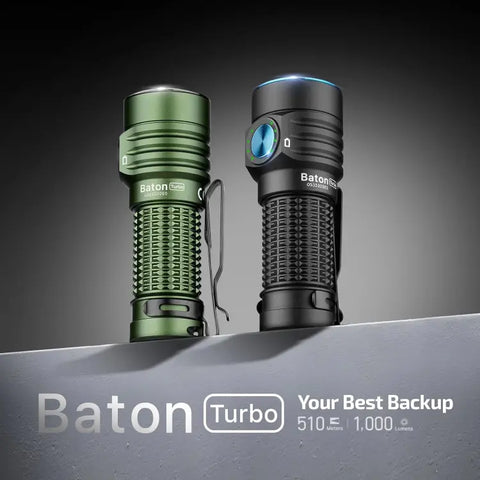 OLIGHT BATONTURBOODGRGL Baton Turbo Compact EDC Flashlight with 510m Long-Range Beam - OD Green