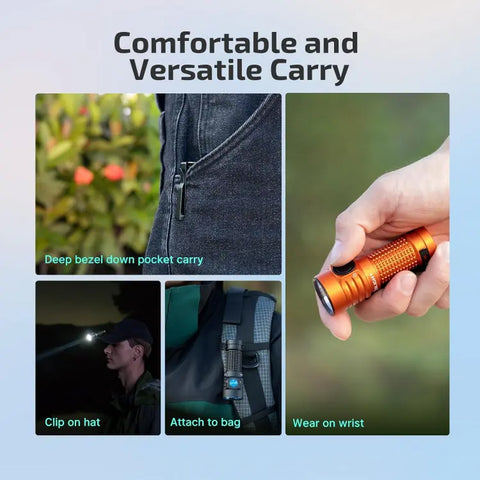 OLIGHT BATONTURBOOGCW Baton Turbo Compact EDC Flashlight with 510m Long-Range Beam - Orange