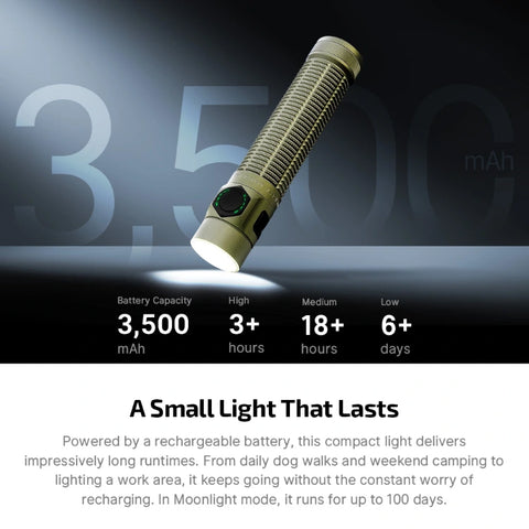 OLIGHT Baton Ultra Dual Switch High Lumen Compact EDC Flashlight - Olive Green