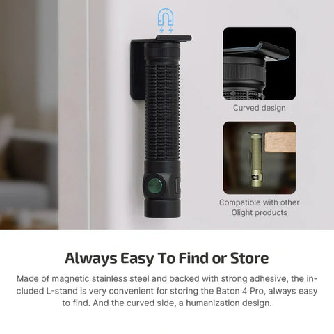 OLIGHT Baton 4 Pro Dual Switch High Lumen Compact EDC Flashlight - Matte Black CW Patriotic