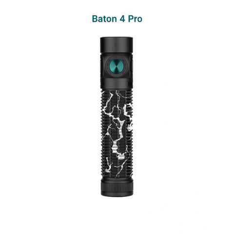 OLIGHT Baton 4 Pro Dual Switch High Lumen Compact EDC Flashlight - Matte Black CW Lightning