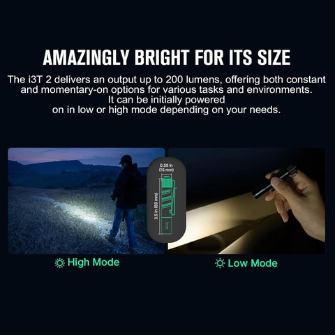 OLIGHT I3T2BK i3T 2 EOS Small EDC Flashlight - Black
