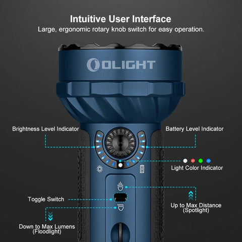 OLIGHT MARAUDERMINIMNBU Marauder Mini Powerful LED Flashlight With RGB - Midnight BluebLUE