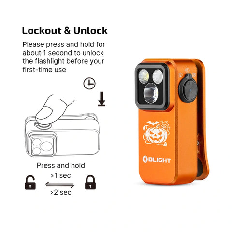 OLIGHT OCLIPPROOGC2M1 Oclip Pro Clip on Flashlight with Floodlight Spotlight and Red Light - Halloween Special Edition 1