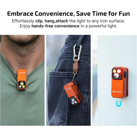 OLIGHT OCLIPPROOGC2M Oclip Pro Clip on Flashlight with Floodlight Spotlight and Red Light - Orange