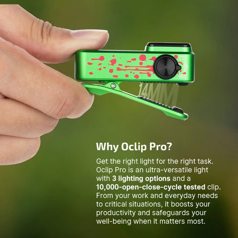 OLIGHT OCLIPPROZG Oclip Pro Clip on Flashlight with Floodlight Spotlight and Red Light - Zombie Green