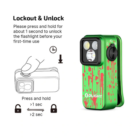 OLIGHT OCLIPPROZG Oclip Pro Clip on Flashlight with Floodlight Spotlight and Red Light - Zombie Green
