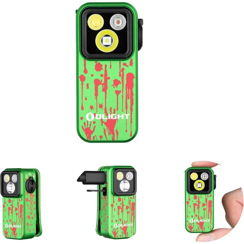 OLIGHT OCLIPPROZG Oclip Pro Clip on Flashlight with Floodlight Spotlight and Red Light - Zombie Green