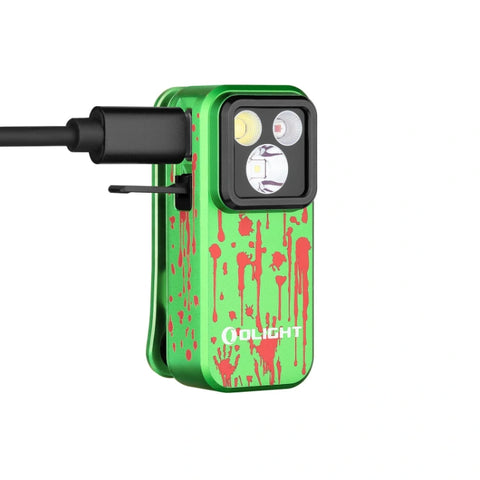 OLIGHT OCLIPPROZG Oclip Pro Clip on Flashlight with Floodlight Spotlight and Red Light - Zombie Green