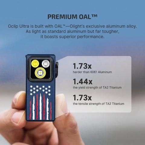 OLIGHT OCLIPULTRASSE Oclip Ultra Clip-On EDC Light with Flood, Spot, and UV Modes - Stars & Stripes Edition