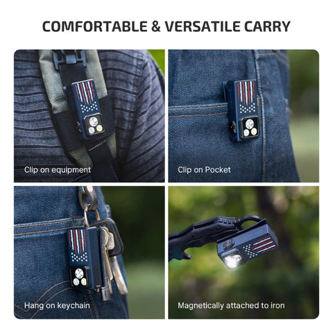 OLIGHT OCLIPULTRASSE Oclip Ultra Clip-On EDC Light with Flood, Spot, and UV Modes - Stars & Stripes Edition