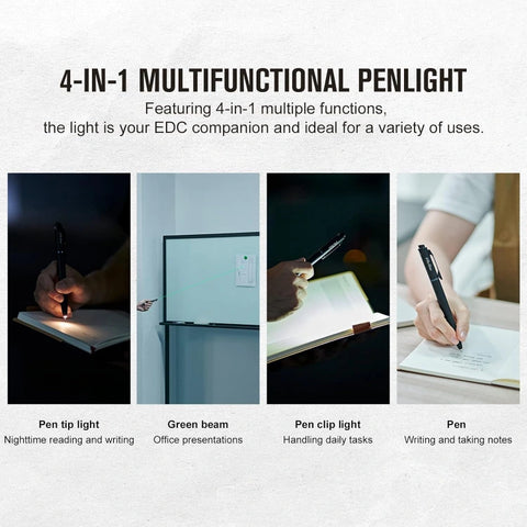 OLIGHT O'PEN 3 Multifunctional Pen Light with 120 Lumens & Green Laser - Black
