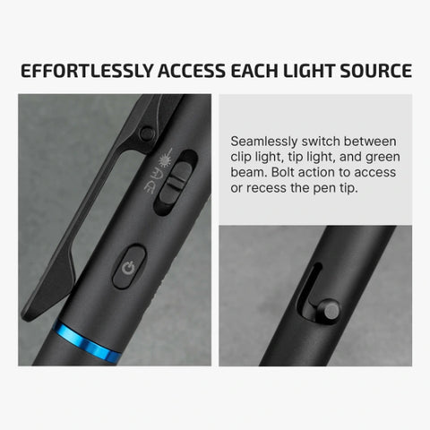 OLIGHT O'PEN 3 Multifunctional Pen Light with 120 Lumens & Green Laser - Black