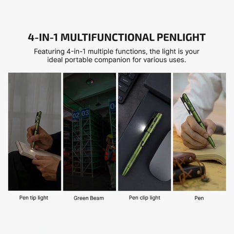 OLIGHT O'PEN 3 Multifunctional Pen Light with 120 Lumens & Green Laser - OD Green