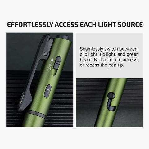 OLIGHT O'PEN 3 Multifunctional Pen Light with 120 Lumens & Green Laser - OD Green