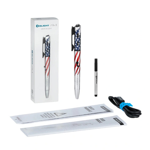 OLIGHT O'PEN 3 Multifunctional Pen Light with 120 Lumens & Green Laser - Stars & Stripes Edition