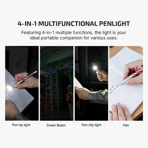 OLIGHT O'PEN 3 Multifunctional Pen Light with 120 Lumens & Green Laser - Stars & Stripes Edition
