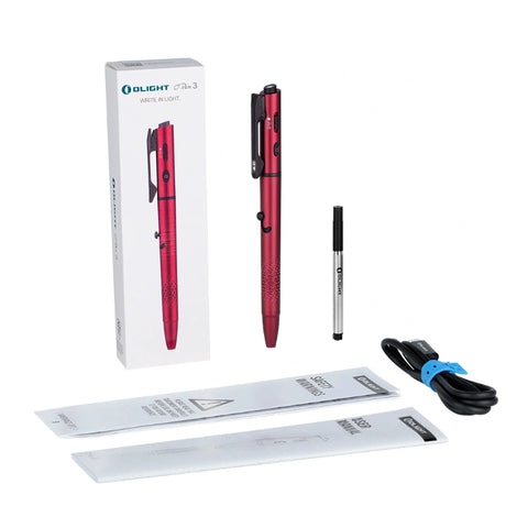 OLIGHT O'PEN 3 Multifunctional Pen Light with 120 Lumens & Green Laser - Wine Red