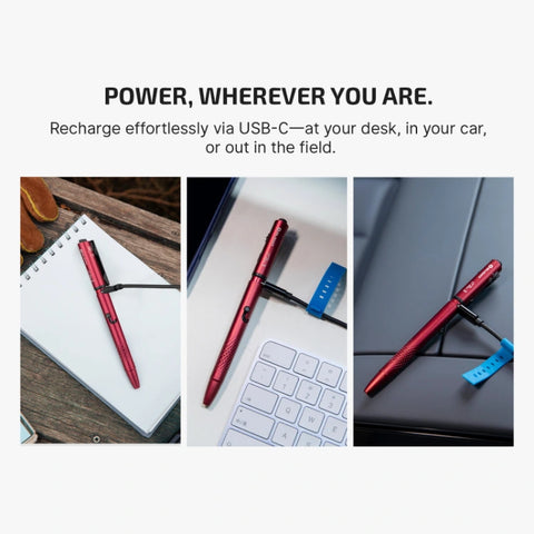 OLIGHT O'PEN 3 Multifunctional Pen Light with 120 Lumens & Green Laser - Wine Red