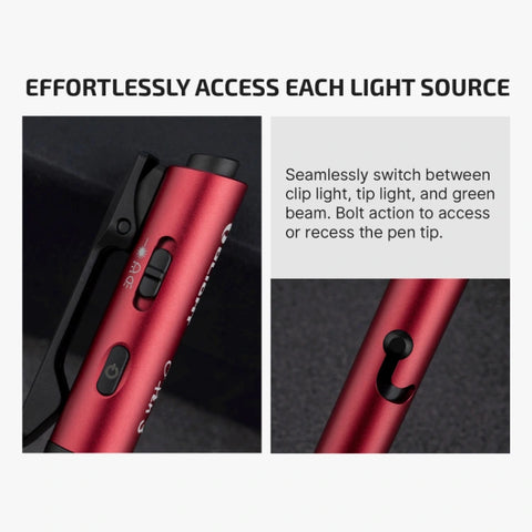 OLIGHT O'PEN 3 Multifunctional Pen Light with 120 Lumens & Green Laser - Wine Red