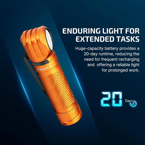 OLIGHT PERUN3OG Perun 3 Headlamp 3000 Lumens White Light and Red Light - Orange