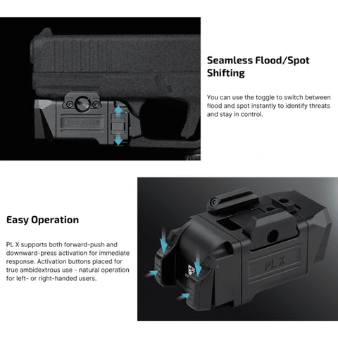 OLIGHT PL X Tactical Weapon Light 1,200 Lumens Dual Beams - Matte Black