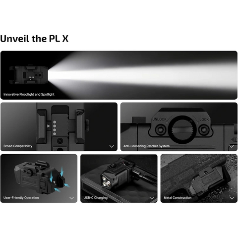 OLIGHT PL X Tactical Weapon Light 1,200 Lumens Dual Beams - Matte Black