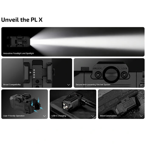 OLIGHT PL X Tactical Weapon Light 1,200 Lumens Dual Beams - Matte Black