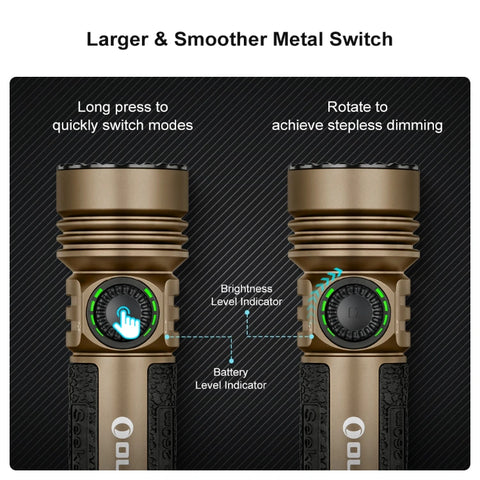 OLIGHT SEEKER4PRODTREGULAR Seeker 4 Pro High Power Flashlight - Desert Tan CW(5700~7000K)