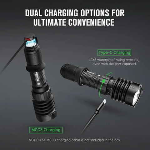 OLIGHT WARRIORX4MTBK Warrior X 4 USB-C and MCC Rechargeable Tactical Flashlight With Holster - Matte Black