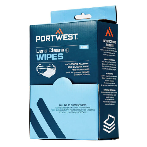 Portwest PA01WH Lens Cleaning Wipes (100 towelettes) - White - R
