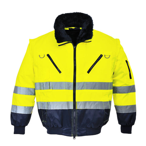 Portwest PJ50YNR HI-Vis 3-in-1 Pilot Jacket - Yellow/Navy - R