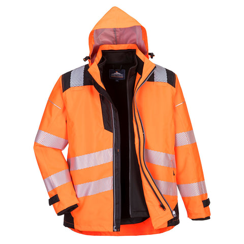 Portwest PW365OBR PW3 Hi-Vis 3-in-1 Jacket - Orange/Black - R