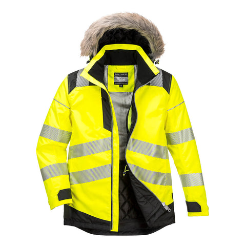 Portwest PW369YBR PW3 Hi-Vis Winter Parka Jacket - Yellow/Black - R