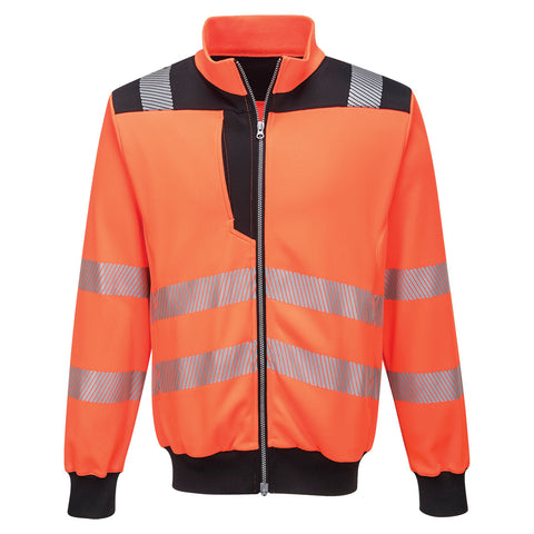 Portwest PW370OBR PW3 Hi-Vis Zipped Sweatshirt - Orange/Black - R