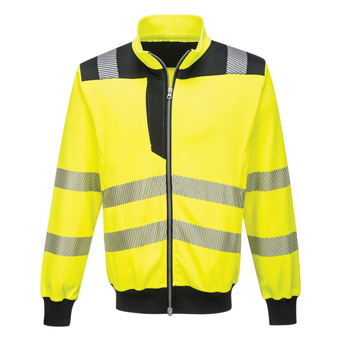 Portwest PW370YBR PW3 Hi-Vis Zipped Sweatshirt - Yellow/Black - R