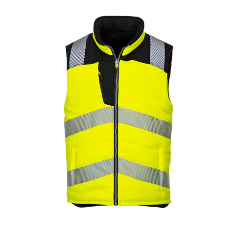Portwest PW374YBR PW3 Hi-Vis Reversible Bodywarmer Vest - Yellow/Black - R