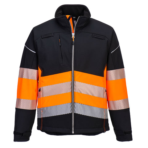 Portwest PW375BKO PW3 Hi-Vis Class 1 Softshell (3L) - Black/Orange