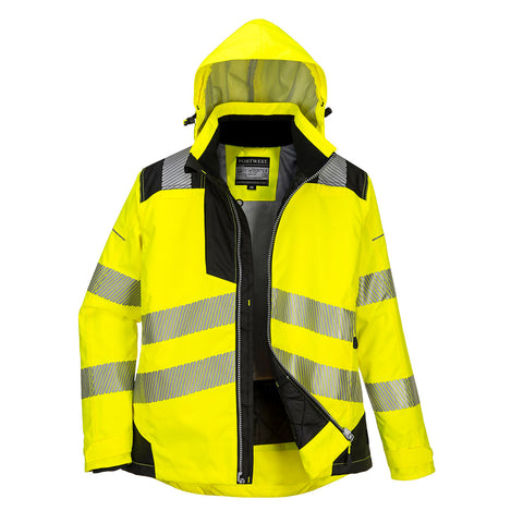 Portwest PW382YBR PW3 Hi-Vis Women's Winter Jacket - Yellow/Black - R