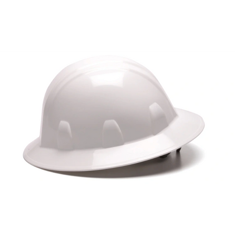 Pyramex HP26110 White Full Brim Hard Hat 6 Pt Ratchet Suspension