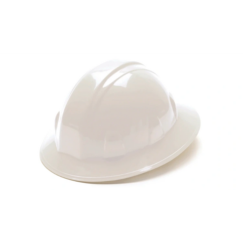 Pyramex HP26110 White Full Brim Hard Hat 6 Pt Ratchet Suspension
