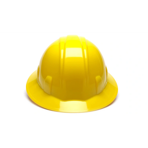 Pyramex HP26130 Yellow Full Brim Hard Hat 6 Pt Ratchet Suspension