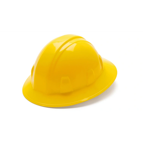 Pyramex HP26130 Yellow Full Brim Hard Hat 6 Pt Ratchet Suspension