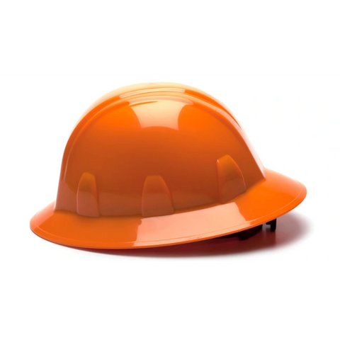 Pyramex HP26140 Orange Full Brim Hard Hat 6 Pt Ratchet Suspension