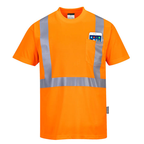 Portwest S190ORR Hi-Vis Pocket T-Shirt S/S - Orange - R