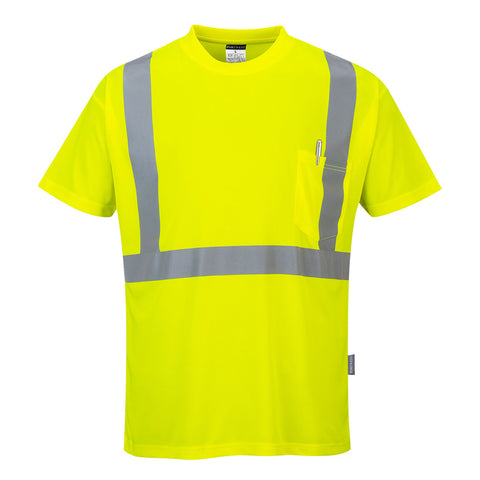 Portwest S190YER Hi-Vis Pocket T-Shirt S/S - Yellow - R